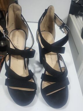 Chinese Laundry Black Strappy Block Heel Sandals